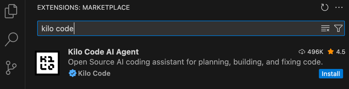 Kilo Code install image